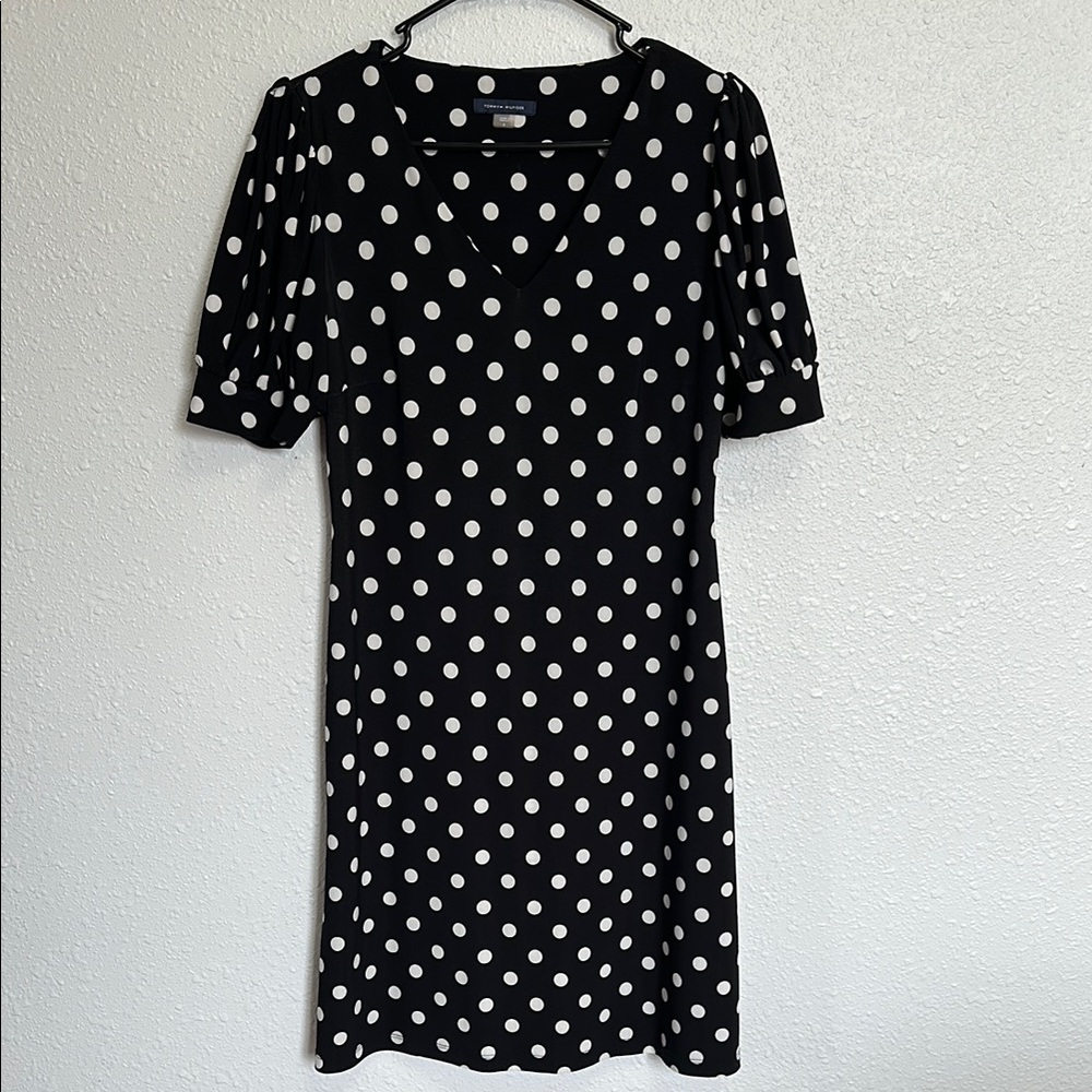 Tommy Hilfiger Polka Dot Black Shift Dress Size 6 - Picture 3 of 10